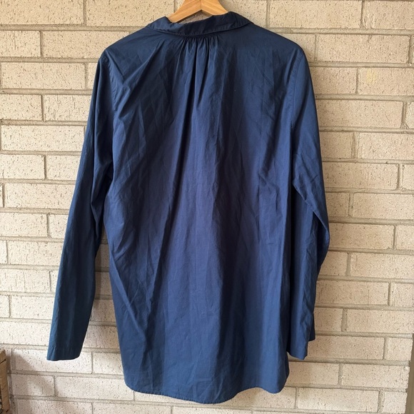 Garnet Hill Deep Blue Navy Casual Tunic Shirt - Picture 2 of 5